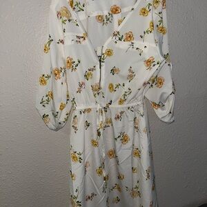 Floral White and Yellow Dress